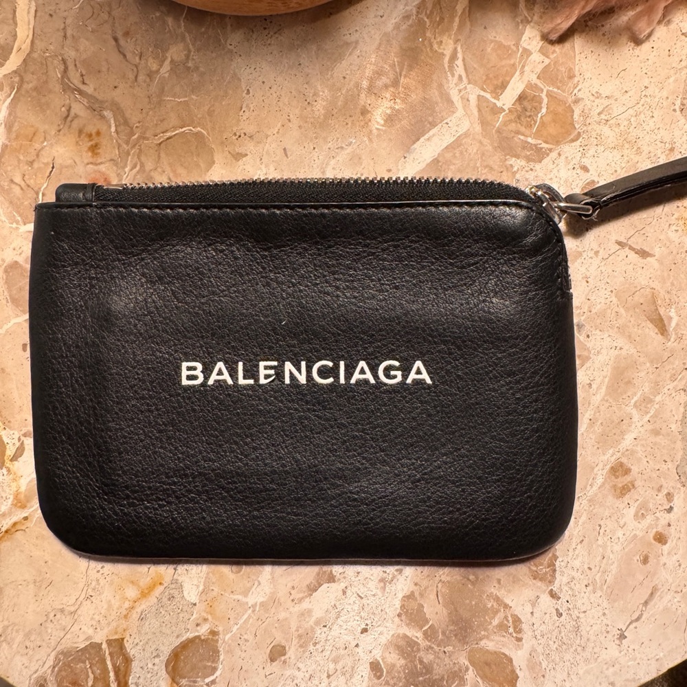 Balenciaga Small Coin Pouch Black Leather Accessory